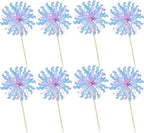 Ephlyn 30Pcs Foil Firework Cupcake Toppers Party Birthday Cake Toppers Supplies Sparkle Tinsel Cocktail Fruit Toothpick for Birthday Wedding Graduation Party Light Blue