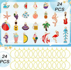 SANNIX 24pcs Wine Glass Charms - Identifier Tags for Stem Glasses - Funny Charms for Summer Christmas Wine Tasting Party Decorations