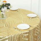 Efavormart 72" Gold Sparkly Sequin Geometric Tulle Square Table Overlay