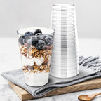 200Counts 12 OZ. Hard Plastic Cups Fancy Disposable Cups for Party, 12 Ounce Clear Elegant Wedding Cups Disposable Wine Glasses for Parties