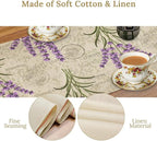 Floral Lavender Table Runner,Vintage Rustic Country Romantic Purple Flower Pattern Print Burlap for Hotel Indoors Outdoor Dining Room Kitchen Home Decor, 13x36in