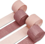 PartyWoo Crepe Paper Streamers 4 Rolls 328ft, Pack of Pink and Rose Gold Crepe Paper for Party Decorations, Wedding Decorations, Birthday Decorations, Baby Shower Decorations (1.8 Inch x 82 Ft/Roll)