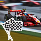 12Pcs 8×12 Inch Small Checkered Flags Black and White Racing Flags on Wood Stick Mini Race Car Handheld Flag Decorations