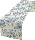 Floral Table Runner, Retro Blue Flower Chinoiserie Sketch Pattern Print Table Runner for Kitchen Dinning Table Runner Decor Home Wedding Party Holiday, 13x60 Inch