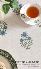 ISAENNE Designer White Linen Round Tablecloth,Chinoiserie Floral Elegant Indoor Table Cloth,Fall Stain Proof Decor Tablecloths for Dining Thanksgiving Kitchen,Diameter 67"-Mosella F
