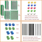 48PCS Double Sided PCB Board Kit for DIY Soldering and Electronic Project Circuit Boards Prototype Boards Compatible with Arduino Kits, 2.54mm Male and Female Header Connector