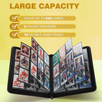 Trading Card Binder, Card Binder 9 Pocket for Trading Cards, Holds 540 Cards, Zippered Premium Card Collection Binder Album for Game Card, Sports Card, Yugioh, MTG (Ivory White)