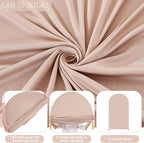 6FT Nude Arch Backdrop Cover - Polyester Fitted Wedding Arch Stand Covers Round Top Chiara Arch Backdrop Cover for Birthday Party Banquet Photo Background Decoration