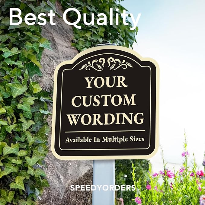 Customized Decorative Outdoor Metal Signs - Personalized Aluminum Driveway Signs, Waterproof, Black Charcoal 18x18 In