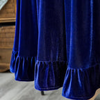 Velvet Tablecloth Luxurious Solid Round Table Cloth,Oblong Retro Farmhouse Ruffle Tablecloths Washable Table Cover for Party Wedding Baby Shower Kitchen Dinning Tabletop Decoration