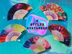 Rave Fan - Large Folding Fans (2 Pack) - Galaxy Rave Accessories for Festivals, EDM, Burlesque, Drag Queen, Raver Gifts
