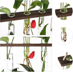 YIBOT Propagation Stations,3 Tiered Wall Hanging Terrarium with Wooden Stand,Mini Glass Test Tubes Vase,Propagation Tubes for Hydroponic Cutting Home Garden Office Decor Plant Lover Gift
