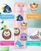 200 Pcs Animal Stickers for Kids, Cute Water Bottle Stickers for Kids Waterproof, Vinyl Laptop Kid Sticker Pack, Kid Classroom Prizes for Elementary Students