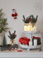 Christmas Mason Jars, Christmas Centerpiece Table Settings, Wood Tray with 3 Painted Jars, Dining Coffee Table Centerpiece, For Kitchen, Living Room, White Mason Jar Decor with Flowers