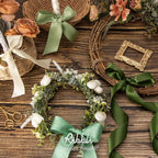 Ribbli Sage Green Satin Ribbon 1-1/2 Inch x 4 Rolls Total 40 Yards- Ivory/Sage/Dusty Sage/Moss Green Ribbon for Gift Wrapping Craft Wedding Decoration