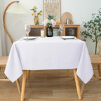 Biscaynebay Fabric Tablecloths 60x108 Inches Rectangular, White Water Resistant Tablecloths for Dining, Kitchen, Wedding and Parties etc. Machine Washable
