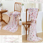 JIALE Pink Floral Table Runner, Embroidery Daisy Seasonal Table Decorations, 120Inch 10FT Tulle Fabric for Home Decor, Bridal Shower Wedding, Baby Shower Parties, DIY Craft