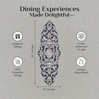 Decorative Beaded Table Runner - 36" Glass Beads & Polyester Table Runner Ideal for Dining, Décor, Luxury Table Centerpiece for Weddings, Holidays & Modern Home Accents (Blue Silver) - CLEENTABLE