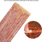 4 Pack 3.3x6.6ft Wavy Orange Foil Fringe Backdrop Curtains -Tinsel Streamers Metallic Foil Fringe Backdrop Door for Halloween, Graduation,Baby Shower,Gender Reveal