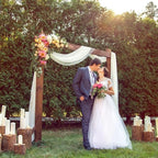 Wedding Arch Draping Fabric, 63" x 26Ft White Drapes for Wedding Tulle Fabric Drapery Sheer Backdrop for Ceremony Arch Stage Party Ceiling Décor