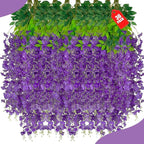 36 Pack Purple Wisteria Hanging Flowers, 3.44 Ft Fake Hanging Flowers, Artificial Wisteria Garland Vines for Wedding Room Backdrop Outdoor Patio Garden Decoration