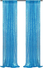 Poise3EHome Turquoise Sequin Backdrop Curtains, 2 Panels Sequin Backdrop, 2FTx8FT Sequin Curtains for Party Wedding Sequence Backdrop