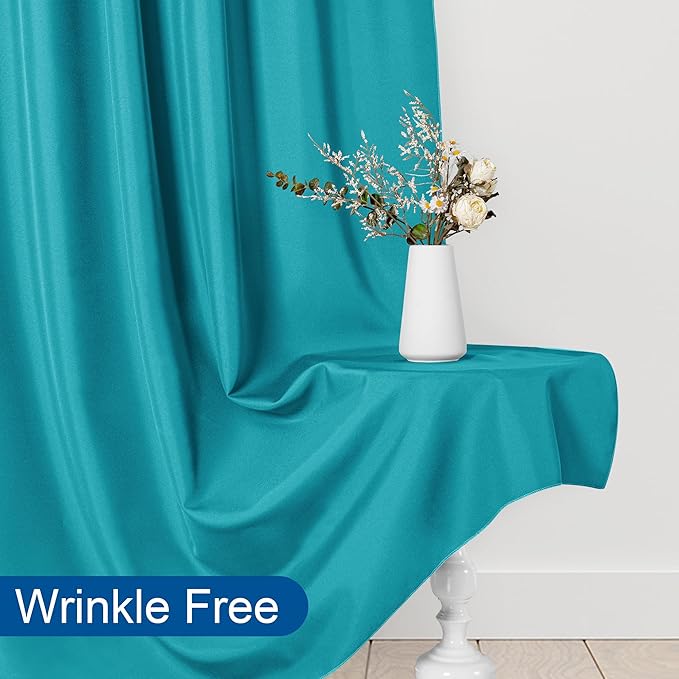 DWCN 10x8 FT Turquoise Backdrop Curtains for Parties, Photography Backdrop Drapes with Rod Pockets for Wedding Decorations Stage Birthday Family Gatherings, 2 Panels 5ft x 8ft