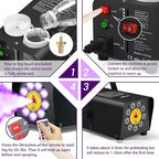 Smoke Machine, Theefun Fog Machine 450w 2500CFM with 9 LED 12 Color Lights Portable 500ml Tank No Liquid Included Stage Smoke Machine Fog Indoor with Wireless Remote Control for Wedding DJ Party