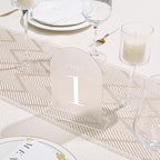 UNIQOOO Frosted Arch Wedding Table Numbers with Stands 1-20, 5x7" Acrylic Display Signs and Holders, Pack of 20, Perfect for Centerpiece, Reception, Decoration, Party, Anniversary, Event