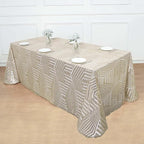 Efavormart 90"X132" Champagne Sparkly Sequin Geometric Tulle Rectangular Tablecloth
