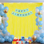 4 Pack Wavy Yellow Foil Curtain Backdrop -3.3 ft x 6.6 ft Gold Tinsel Backdrop Curtain Party Decorations Photo Booth Prop Backdrop Streamers for Birthday Bachelorette Graduation Wedding