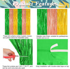 8 Pack Hawaiian Party Decorations, 3.28 FT x 7.05 FT Luau Party Decorations, Green Brown Yellow Backdrop Fringe Curtains Foil Streamer, Metallic Summer Decor Photo Booth Props
