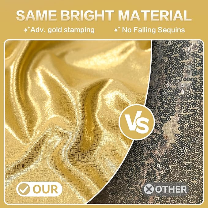 gogoparti 20x10FT Gold Sequin Backdrop Curtain - 4 Panels of 5x10FT Wrinkle-Free Glitter Drapes for Photography, Birthdays, Weddings & Graduations