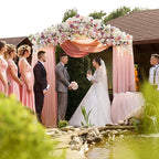 Wokceer Wedding Arch Draping Fabric 28.7" x 20FT - Blush Sheer Backdrop for Wedding Ceremony, Birthday Party, Bridal Shower Decoration