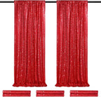 Sparkly Backdrop Curtains 6 Pcs 2ftx8ft Red Curtains Birthday Party Backdrop Sequin Fabric Christmas Decorations