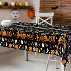 QZYL 12 Pack Halloween Plastic Tablecloth, 54" x 108" Pumpkin Decorations, Spider Webs Pumpkin Design Disposable Table Cloth Tablecover, Halloween Party Decor Dinnerware Indoor