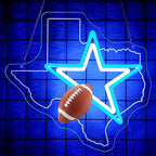Cowboy Football Neon Sign Texas Neon Sign for Wall Decor - Neon Star Acrylic USB Powered LED Wall Art Decor, Light Up Sign Dimmable, for Man Cave Bedroom Bar Club Party Game Room 14.02 x 13.35 Inches