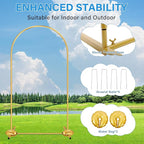 Heavy Duty Metal Arch Backdrop Stand, 7.2FT Stable Gold Arch Stand with Ground Stakes and Water Bags, Balloon Arch Stand for Wedding Party Baby Shower Photo Flower Arch Decration (7.2FT)