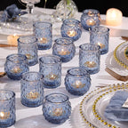 12pcs Assorted Blue Votive Candle Holders, Tea Lights Candle Holder for Wedding Decor, Blue Candle Holders for Table Centerpiece, Bridal Shower, Baby Shower Decorations