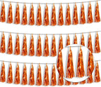 3P Metallic Fringe Tassel Banner Garland Foil Tinsel Streamer Wall Hanging Curtain Backdrop Banner for Parade Floats, Halloween Decorations, Christmas Day, Fall, Thanksgiving Party Decoration(Orange)