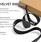 Black Velvet Ribbon 5/8'' 25 Yards for Christmas Tree, Gift Wrapping, Flower Bouquet, Wreath Decorations, Bow Making