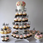 Ephlyn 30Pcs He Asked She Said Yes Cupcake Toppers Glitter Engagement Cupcake Toppers Diamond Ring Heart Love I Do Cupcake Picks for Engagement Wedding Party Cake Decorations Black