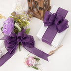 Ribbli Dark Purple Burlap Wired Ribbon,1-1/2 Inch x 10 Yard, Wired Edge Ribbon for Big Bow,Wreath,Tree Decoration,Outdoor Decoration