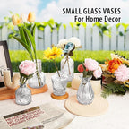 Glass Bud Vase Set of 12, Clear Bud Vases in Bulk, Small Flower Vases for Table Centerpieces, Mini Vintage Vases for Rustic Wedding Party, Bridal Shower, Home Decoration (12 Pack)
