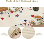 4th of July Table Runner, American Stars Patriotic Independence Day Table Runner for Indoor Outdoor Party Home Kitchen Dining Table Decor, Blue Red, 13x60inch