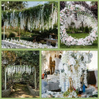Wisteria Hanging Flowers,Fake Hanging Flowers,Wisteria artificiales Garland for Home Wedding Arch Floral Party Garden Ceremony Outdoor Decor,3.6 feet Long(36,White)