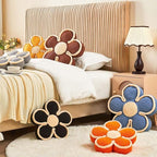 Soft Flower Shaped Floor Cushion, Plush Decorative Throw Pillow, Cute Seating Cushion, Room Decor Pillow for Sofa Couch Bed (13.7 Inch, Black)