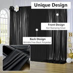 20x10 ft Wrinkle Free Black Sequin Backdrop Curtain for Parties,Thick Not Fall Glitter Wedding Drapes Backdrop,4 Panels 5x10ft Shimmer Photo Wall Back Drop Cloth for Birthday Photography Background