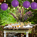 BEISHIDA 12-Inch Purple Round Paper Lanterns Hanging Decorative Chinese Paper Lanterns Lamp for Halloween Mardi Gras Birthday Wedding Party Decoration and Baby Bridal Shower（6 Packs）