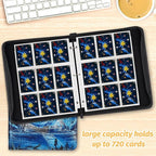 Card Binder for MTG Cards, Premium 9 Pocket Card Binder for Trading Cards, 720 Double Sided Pocket Collector Card Album for Standard Cards,Card Collection Folder for YGO/PTCG/Game Cards (Blue Print)